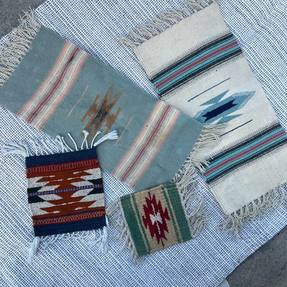 Handwoven Southwestern Style Tapestry Set of 4 - Multicolor